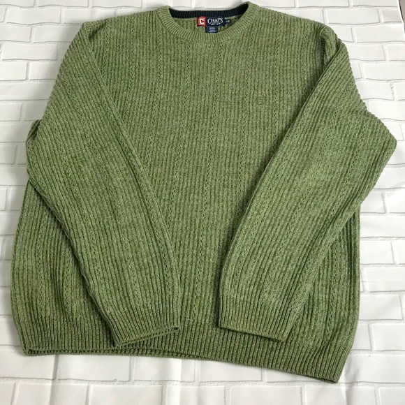 Chaps Men’s Long Sleeve Sweater Green Sz Lg - Picture 4 of 5